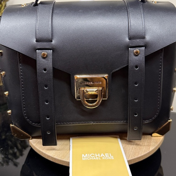 Michael Kors Black Satchel with Gold Accents - Picture 2 of 14